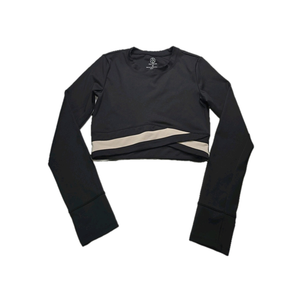 Women’s Move Theology Cropped Athletic Top Medium Black Long Sleeve Yoga